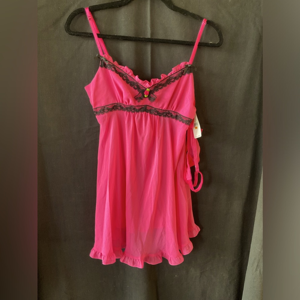 NWT Betsey Johnson Lingerie Set - Babydoll Top & Matching Thong Size Small